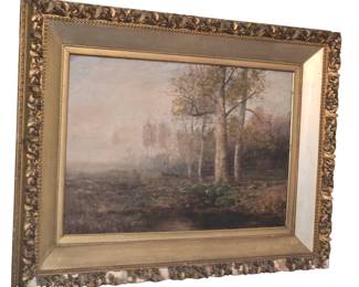 Landscape oil on canvas signed indistinctly in red in lower left