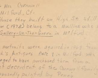 Info on the pair of oil on canvas portraits of Mr. and Mrs. Cornwall of Milford Connecticut