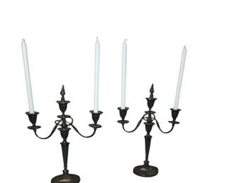 Hallmarked Sheffield silver-plated late 18th/early 19th Century three-light candelabra with thistle hallmark 