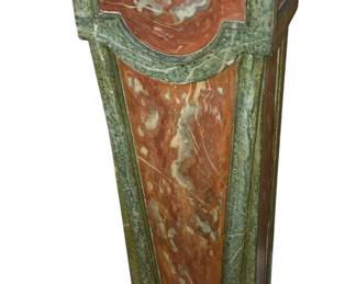 Neoclassical style faux marble pedestal. 