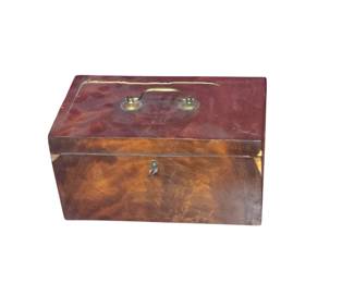 A mahogany document box with key. First half 19th Century