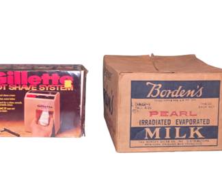 Gillette Hot Shave System in original box and with original price tag! With Borden's pearl IRRADIATED evaporated milk