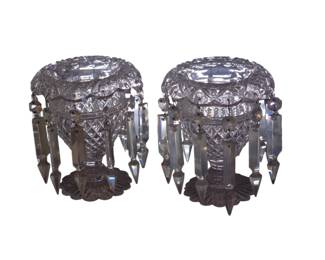Pair of Anglo-Irish cut crystal lustres.
