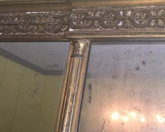 Thomas Fenton carved and gilded Classical three-part over mantle mirror. Late 18th/early 19th century. Detail