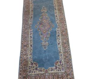 Hand knotted Kirman wool runner rug