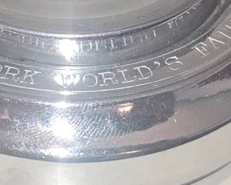 1940 New York World's Fair frosted glass and chrome Mid-century modern hanging lamp