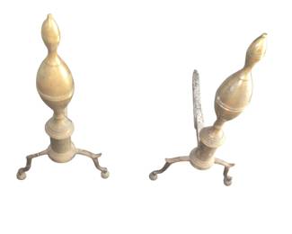 Brass Andirons Late 18th/early 19th Century. 