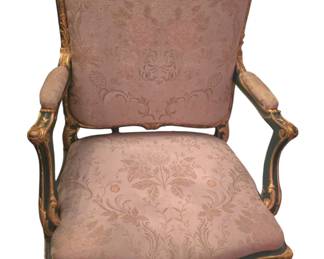 Louis XV style partial gilt and green painted fateuil a la Reine. Late 19th early 20th century