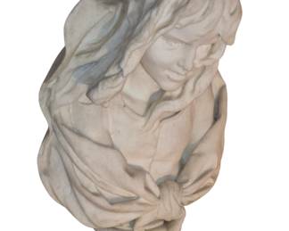 Weathered carved marble figure of a woman. Late 19th early 20th Century