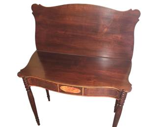 A Federal mahogany and satinwood inlaid card table. Massachusetts, first quarter 19th Century