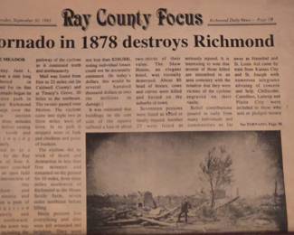 1878  Ray County Focus Tornado edition
Hillcrest, the house, is in the background on the right (not for sale). The only building In Richmond to survive the tornado.