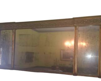 Thomas Fenton carved and gilded Classical three-part over mantle mirror. Late 18th/early 19th Century. 70" wide x 30" tall