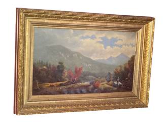 Oil on canvas mountainous landscape. 19th Century
