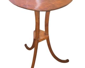 Federal style candlestand gorgeously figured solid tiger maple. 