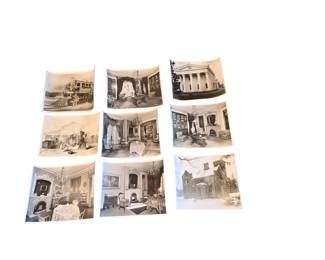 Assorted b&w images of stately homes and their interiors