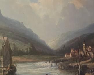 Continental landscape oil signed indistinctly lower left dated 1851.