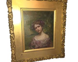 Art nouveau oil on canvas of a woman