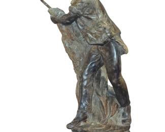 Glazed cement cast figure with bronze finish