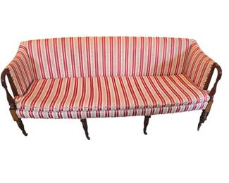 A Federal mahogany and satinwood inlaid sofa. Massachusetts, first quarter 19th Century