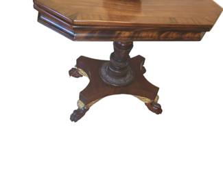 Classical carved mahogany parcel gilt card table. Likely Philadelphia first quarter 19th Century. 