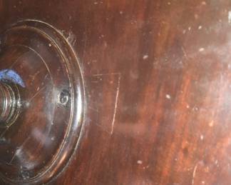 Diminutive piecrust carved mahagony tea table.  Underside