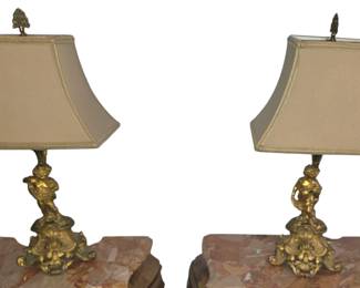 Pair of gilt bronze figural lamps. 