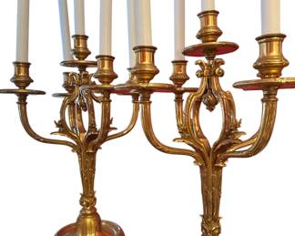 Beautiful pair of Louis VX style gilt bronze candelabra 