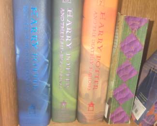 Bookcase with collection of books on antiques, travel, foreign languages and auction catalogues - and Harry Potter first editions!