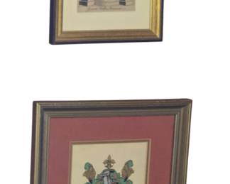 Framed prints of architectural element & the coat of arms for Westher