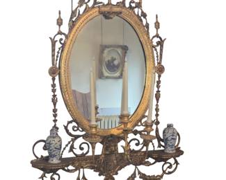Exquisite Adams-style carved giltwood and composition mirror 19th Century. 