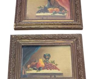 Pair of oil on board still lifes.