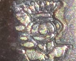 Thistle hallmark for the pair of Sheffield silver plated late 18th/early 19th century three light candelabra 