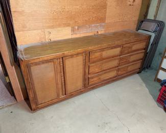 Burlington House of Furniture Mid-Century Wood and Rattan Dresser