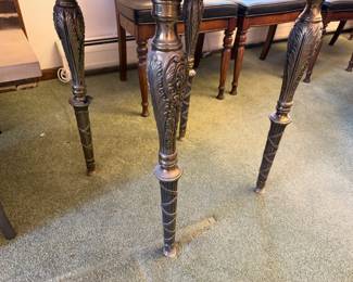 Gorgeous Hollywood Regency style Marble-top Table with gilded inlay and Brass detailed Legs