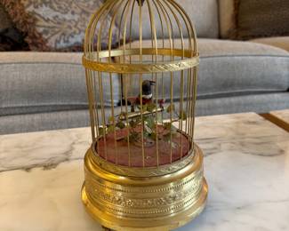Karl Griesbaum Singing Bird in Brass Cage
