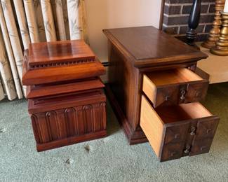 Crate & Barrel Pedestal and Vintage Cabinet
