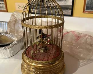 Vintage German Automation Singing Bird in a Cage.