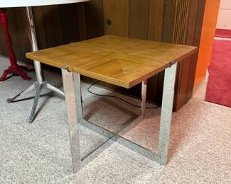 Mid-Century Modern Chrome and Wood Table