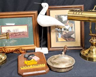 BOB TIMBERLAKE PRINT ON RIGHT & BRASS LAMPS SHOREBIRD