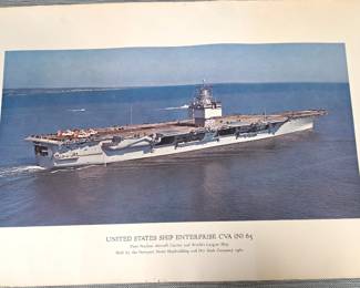 VINTAGE MILITARY WAR SHIP PRINT 