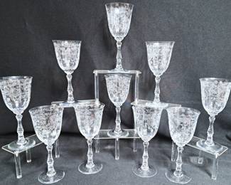ETCHED WINE WATER GLASSES