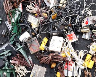 LOT OF CORDS CABLES & HARDWARE