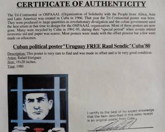 Certificate of authenticity for the poster