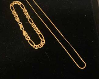 14K Gold Necklace And Bracelet 