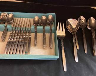 Eight Piece Setting International Lyon Stainless Silverware