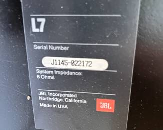 JBL L7 Tower speakers serial #J1145-022172