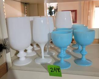 Vallerysthal Portieux White and French Blue Opaline Glasses