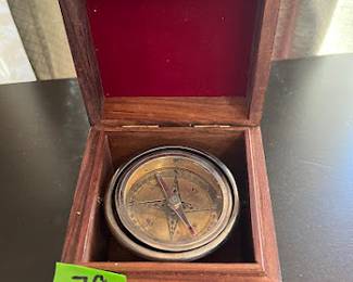 Wooden Antique Maritime Compass In Box