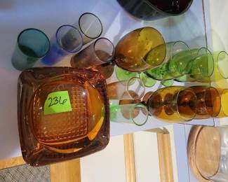  Green and Amber Colored Glass