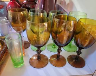  Green and Amber Colored Glass